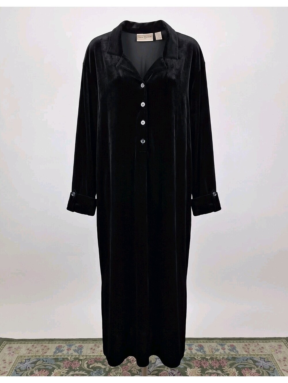 Black Velvet Maxi Dress Vintage 90s Witchcore Y2K Grunge Emo Dark Fairycore Goth